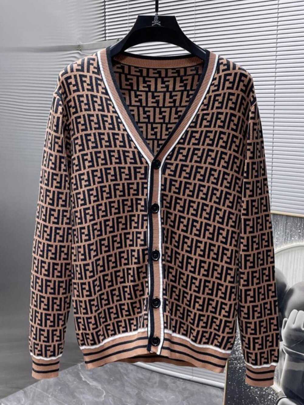 Fendi FF Logo V‑Neck Knit Cardigan